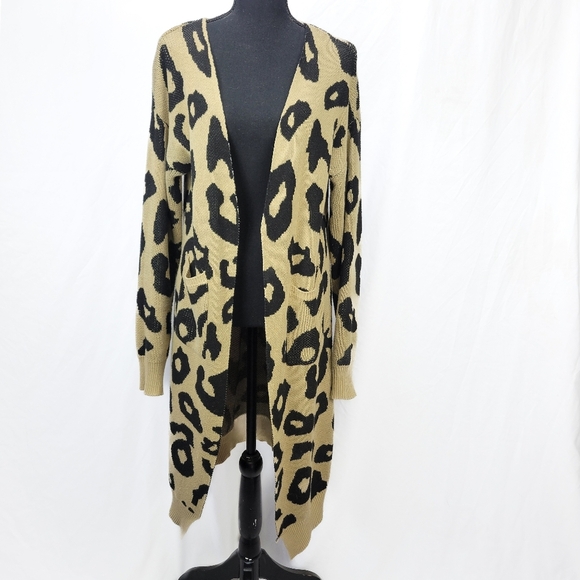 Leopard Print Open Front Cardigan - Picture 1 of 6